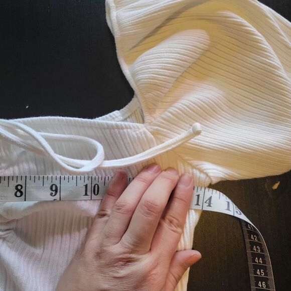 Zara White crop top Stretchy Size Large - Picture 5 of 8